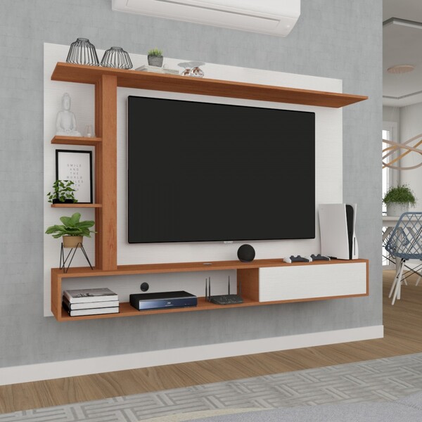 Painel Para Tv Até 60 Polegadas Itapema 1 Porta Branco/nogal