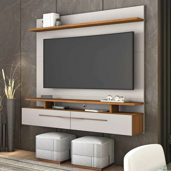 Painel Para Tv Até 60 Polegadas Meraki Off White E Freijó