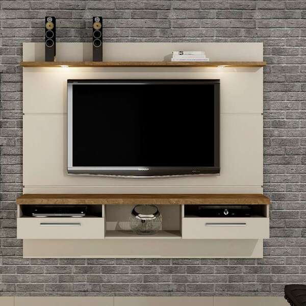 Painel Para Tv Até 60 Polegadas Toledo Off White E Ipê