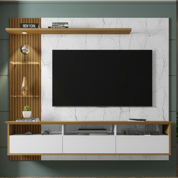 Painel Para Tv Até 60 Polegadas Trend 3 Portas Branco/cinanom