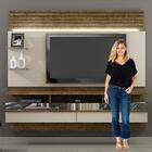 Painel Para Tv Até 65" 2 Portas E 3 Nichos Off White Com Ipê