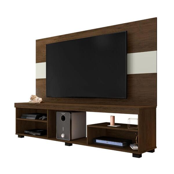 Painel Para Tv Até 65´´ E Bancada Rock - Cacau / Cinza