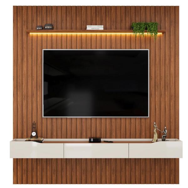 Painel Para Tv Até 65 Polegadas 2,23m Ripado Autêntico Com Le