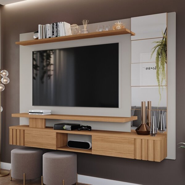 Painel Para Tv Até 65 Polegadas 2 Portas 3 Prateleiras Espelh