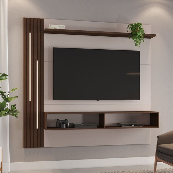 Painel Para Tv Até 65 Polegadas Agrado Candian Off White/café