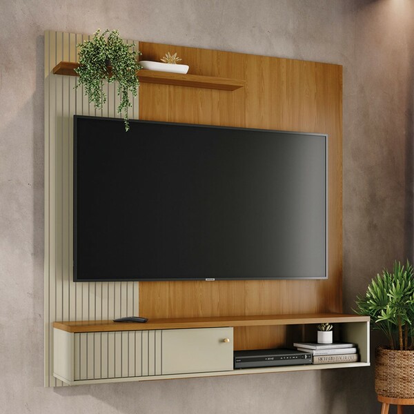 Painel Para Tv Até 65 Polegadas Aurora 1 Porta Cumaru/opala -