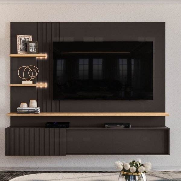 Painel Para Tv Até 65 Polegadas Led Ripado 2 Portas Atena Mad