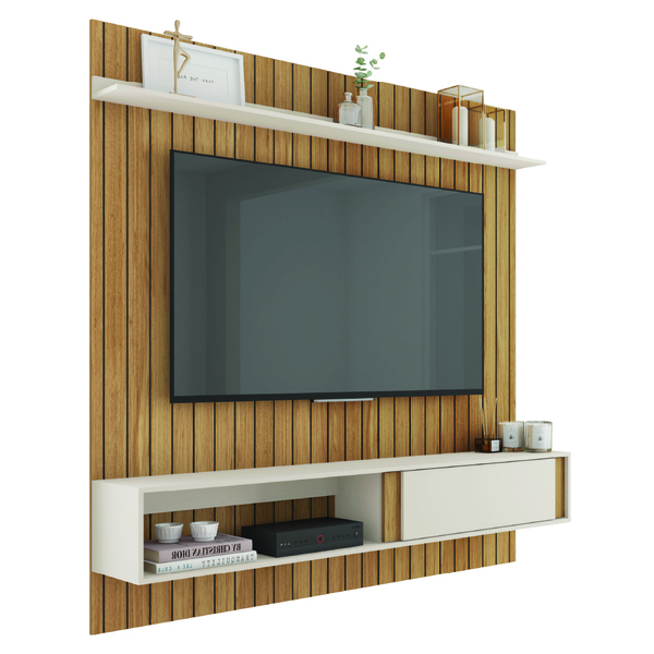 Painel Para Tv Até 65 Polegadas Ripado 1,80m Londres Buriti/o
