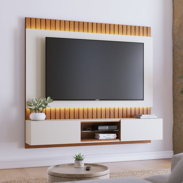 Painel Para Tv Até 70 Polegadas Com Led 2 Portas 1 Prateleira