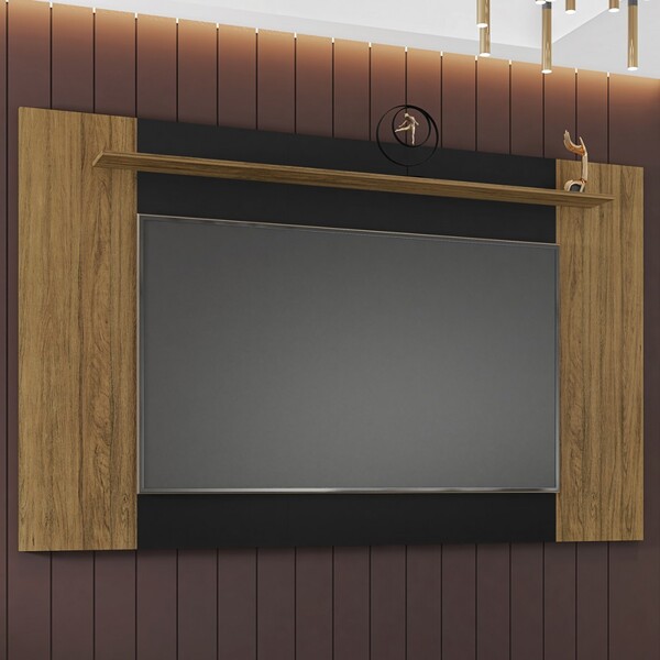 Painel Para Tv Até 70 Polegadas Doha Preto Fosco/cinamomo - M