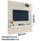 Painel Para Tv Até 75 Polegadas 2,25x2,40m Ripado Com Nicho A