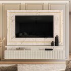 Painel Para Tv Até 75 Polegadas Com Led Ripado 2 Gavetas Gaia