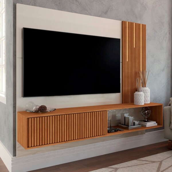 Painel Para Tv Até 75 Polegadas Dortmund Com Led 1 Porta Off