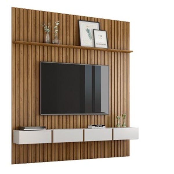Painel Para Tv Até 75 Polegadas Versatti 2.2 Ripado Com Nicho