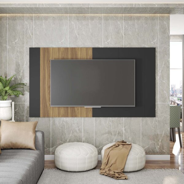 Painel Para Tv Até 82" Em Bp 2.2 Multiverso  Mel/preto
