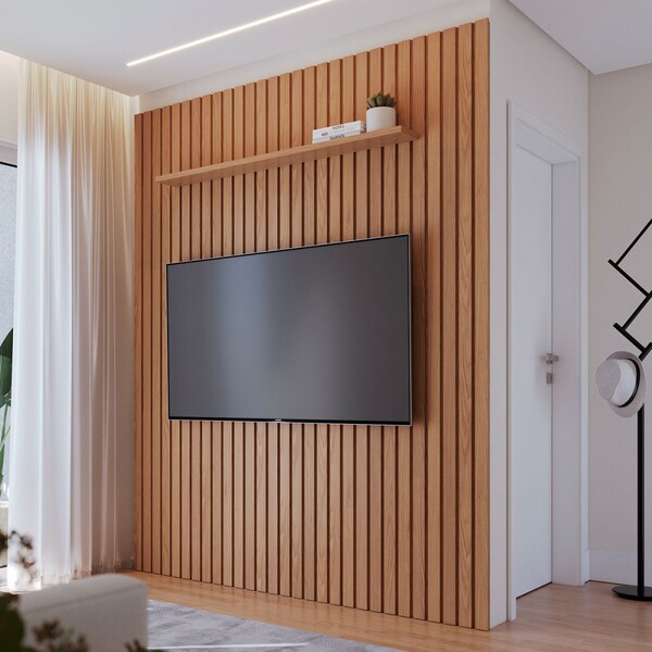 Painel Para Tv Até 82 Polegadas Itaipú 1 Prateleira Ripado Fr