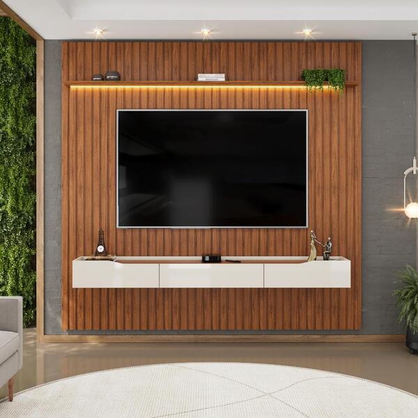 Painel Para Tv Até 85 Polegadas 2,50m Ripado Autêntico Com Led