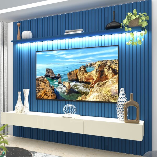 Painel Para Tv Até 90 Polegadas 250cmx228,8cm Ripado Com Led