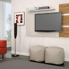 Painel Para Tv Atenas Off White E Amêndoa