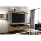 Painel Para Tv Bahamas Suspenso Com Rack - Concreto / Freijó