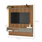 Painel Para Tv Bayern Com Fitas Led Amendoa Titanio