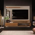 Painel Para Tv Brooklyn Com Led Amarula Carvalho