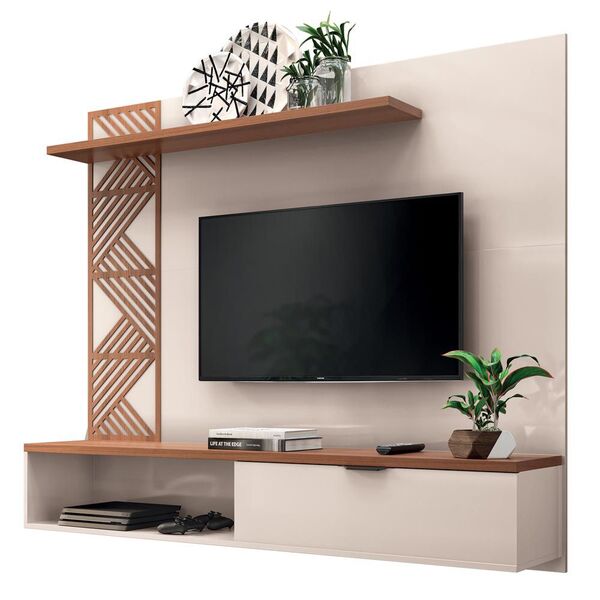 Painel Para Tv Chennai Até 50" Off White/nature - Gran Belo