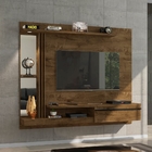 Painel Para Tv Com Espelho E Led Thalita Madeira Rústica