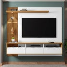 Painel Para Tv Com Led Archie Branco Cinamomo Ripas