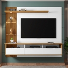 Painel Para Tv Com Led Archie Branco Cinamomo Ripas