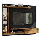 Painel Para Tv Com Led E Espelho Heroe Preto Cinamomo