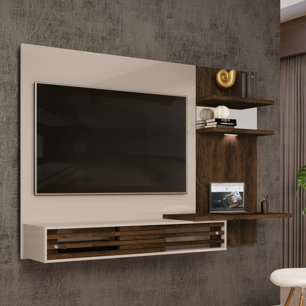 Painel Para Tv Com Led Wesley Off White Savana