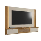 Painel Para Tv Com Porta Efeito Palha E Led Catarina Off Whit