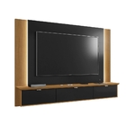 Painel Para Tv Com Portas E Led Catarina Preto Cinamomo