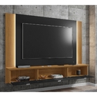 Painel Para Tv Com Portas E Led Catarina Preto Cinamomo