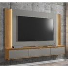 Painel Para Tv Com Portas E Led Catarina Titanium Cinamomo