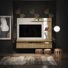 Painel Para Tv Com Prateleiras E Ripas Jay Carvalho Off White