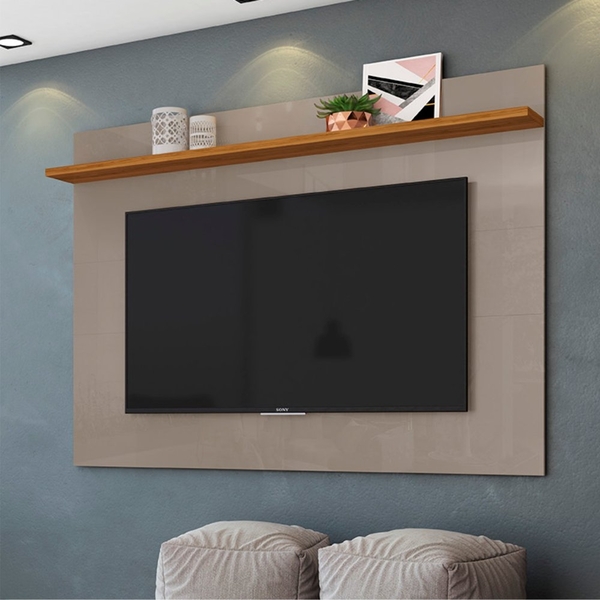 Painel Para Tv Com Prateleiras George 1.6 Fendi Naturale