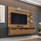 Painel Para Tv Com Ripas Cerci Amêndoa Titânio