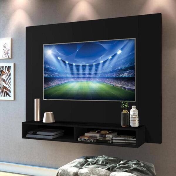 Painel Para Tv De 50" Com Nichos Amsterdan Lacroux Preto