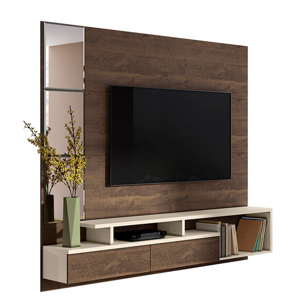 Painel Para Tv De 58" Venice- Mobler. - Madero / Off White