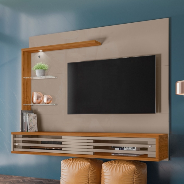 Painel Para Tv E Nichos Woods Fendi Naturale
