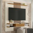 Painel Para Tv Efeito Palha Com Nichos Eleonor Off White Cina