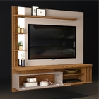 Painel Para Tv Eliel Com Ripas E Porta Basculante Amarula Car