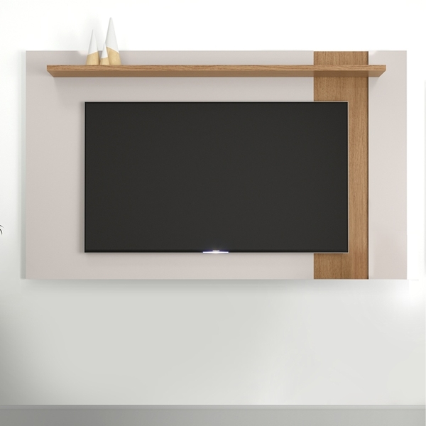 Painel Para Tv Extensível Com Prateleiras Janel Off White Nat