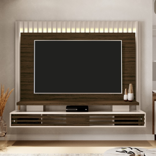 Painel Para Tv Frisado Com Led Jordan 2.0 Off White Savana