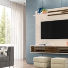 Painel Para Tv Frisado Com Nichos Elidia Off White Savana