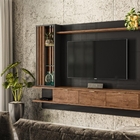 Painel Para Tv Gávea Preto Canela