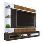 Painel Para Tv Ok Ripado Preto Amadeirado