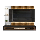 Painel Para Tv Ok Ripado Preto Amadeirado